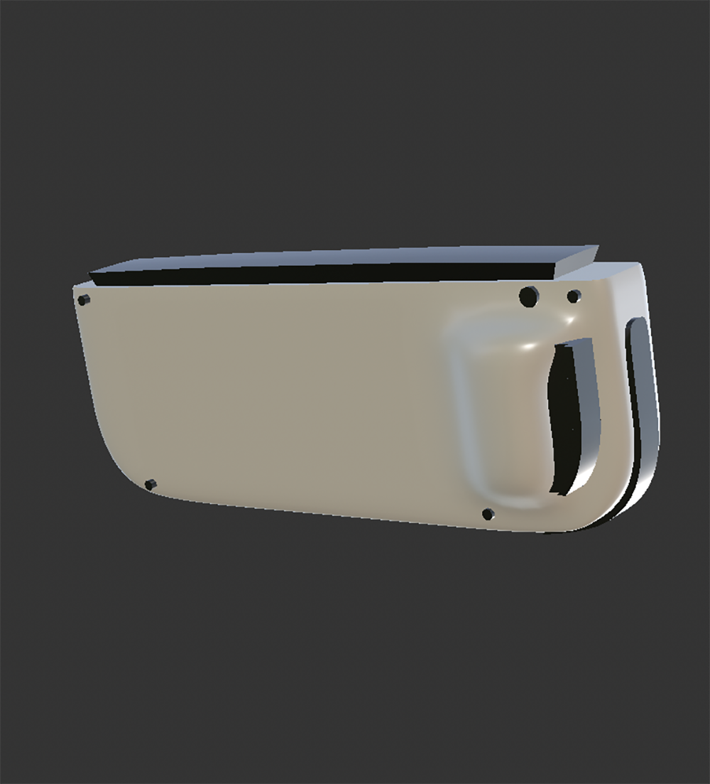 The back of Joy Con (left)'s model in horizontal way