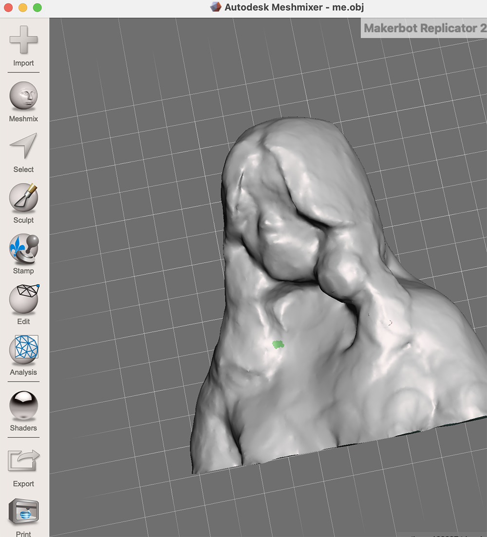 Using Meshmixer to add the bottom and sculpt the model with smoother surface #1