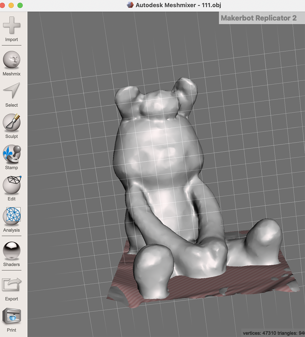 Using Meshmixer to add the bottom and sculpt the model with smoother surface #2
